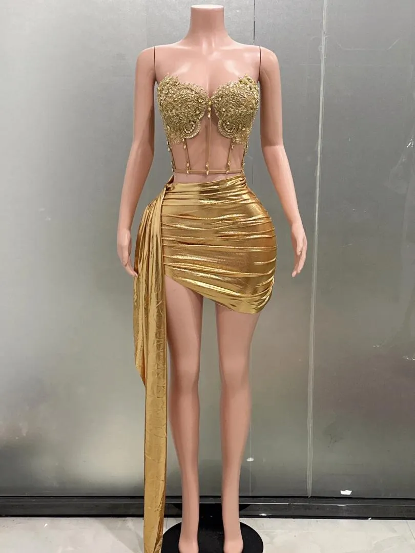 white christmas dresses Women's Tassels Cocktail Dress Yellow Bandage Dress Club Bodycon Dress – SD  Dresscode & Fashiontrends main image 1