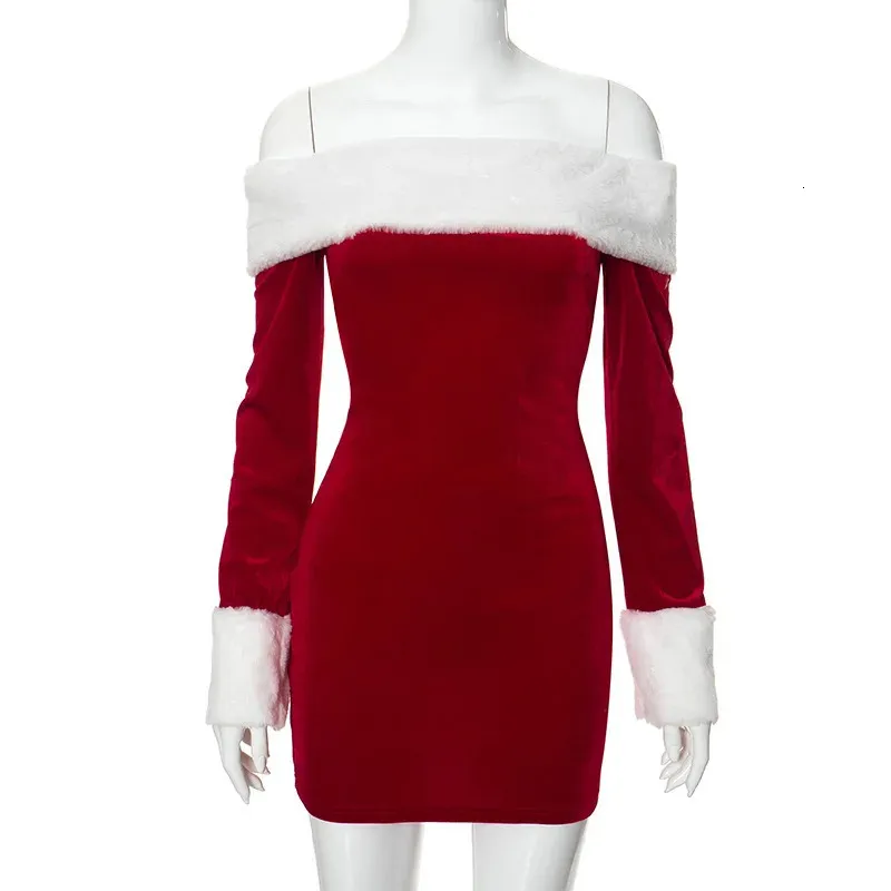 Christmas Santa Claus Mini Christmas party dress - Strapless Velvet Bodycon Vest for Women, Backless Design - Perfect for Winter Clothing and Cosplay