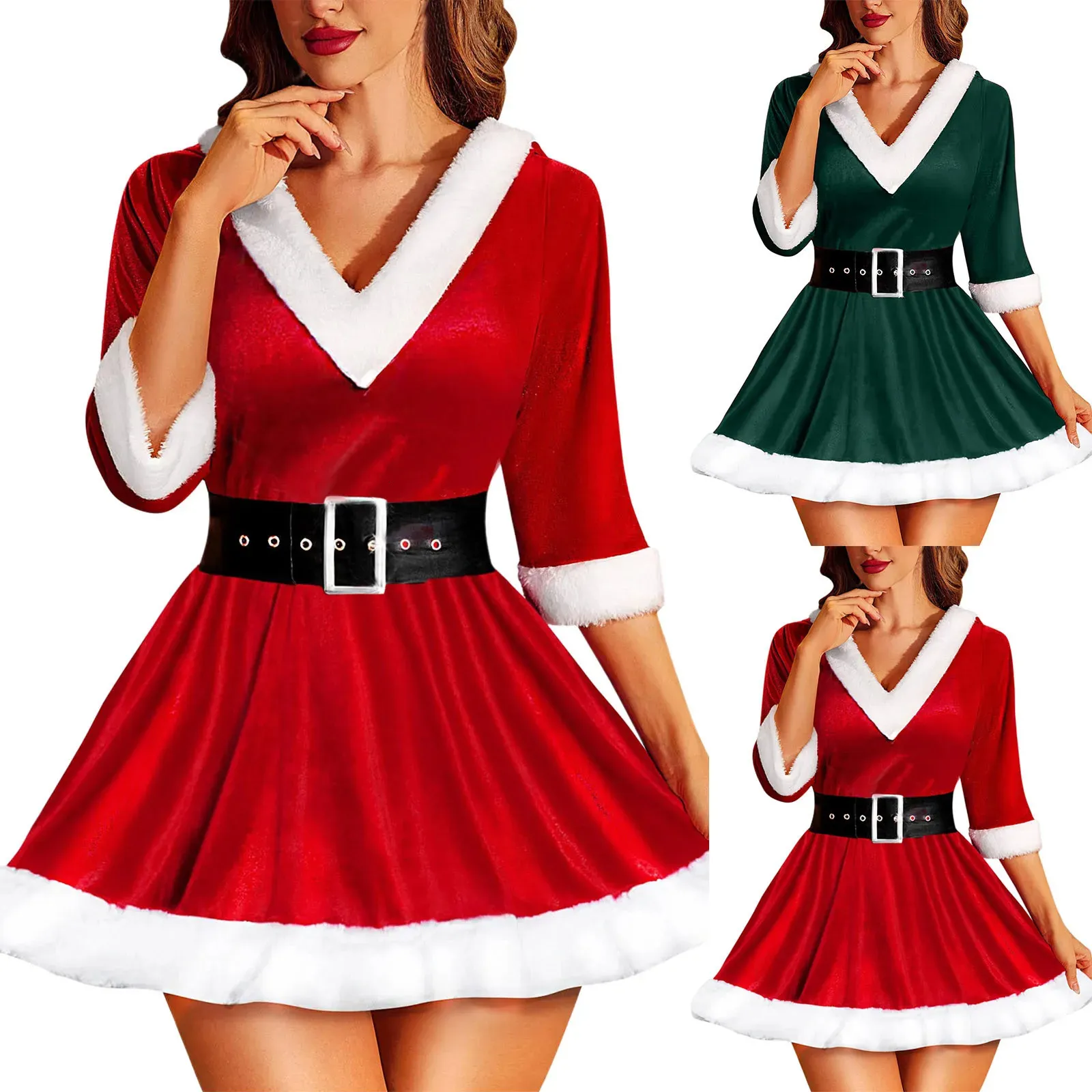 Générique Robe Noël Femme 2024 Fille Col Rond Robe Tunique