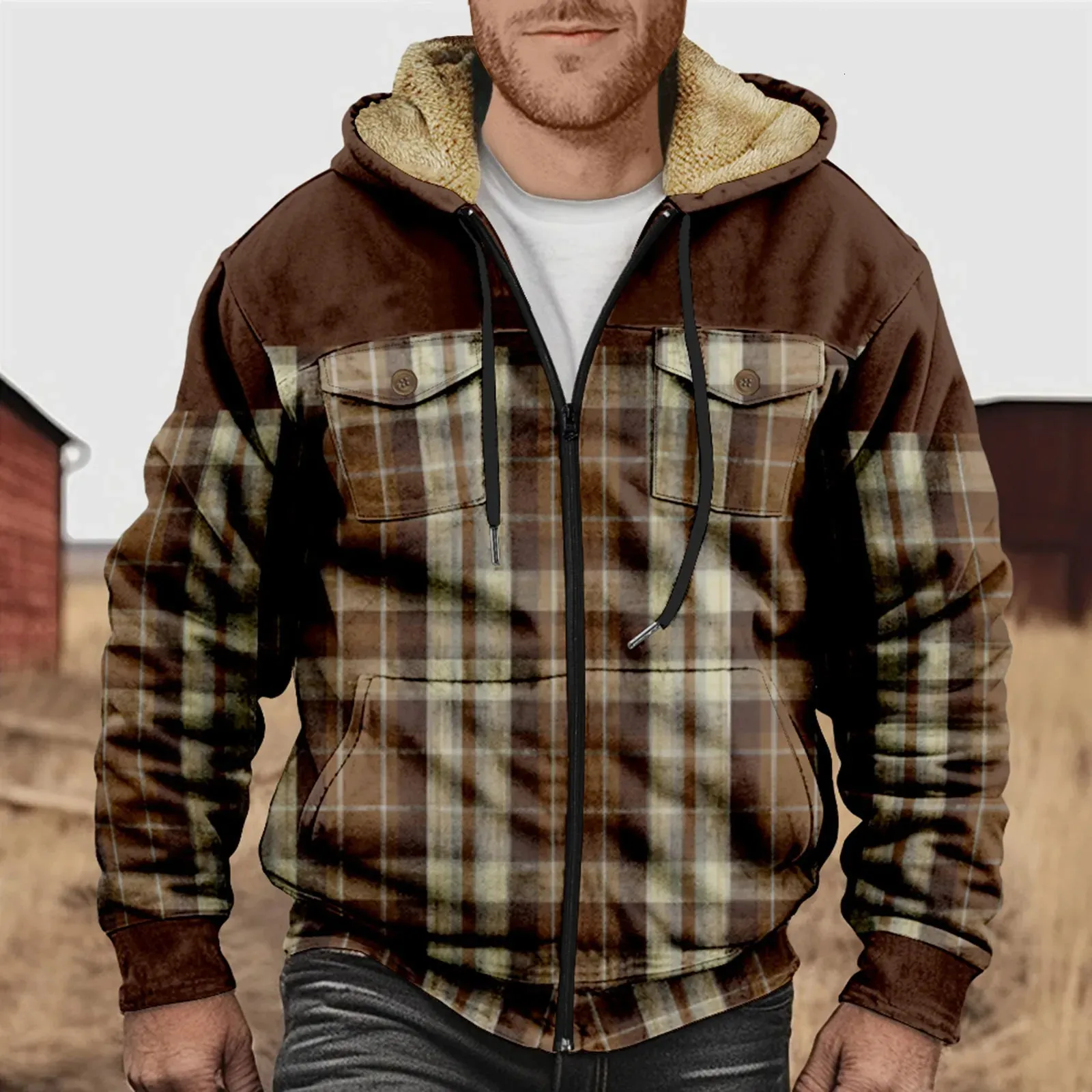 Men's Wool Lined Flannel Sherpa mens jackets with