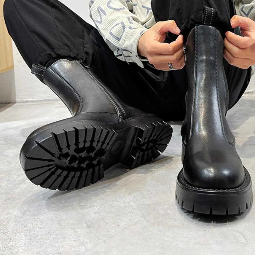 New autumn and winter men\'s Martin short boots Autumn And Winter Mens Leather Martin Boots High Cut Thick  main image 2