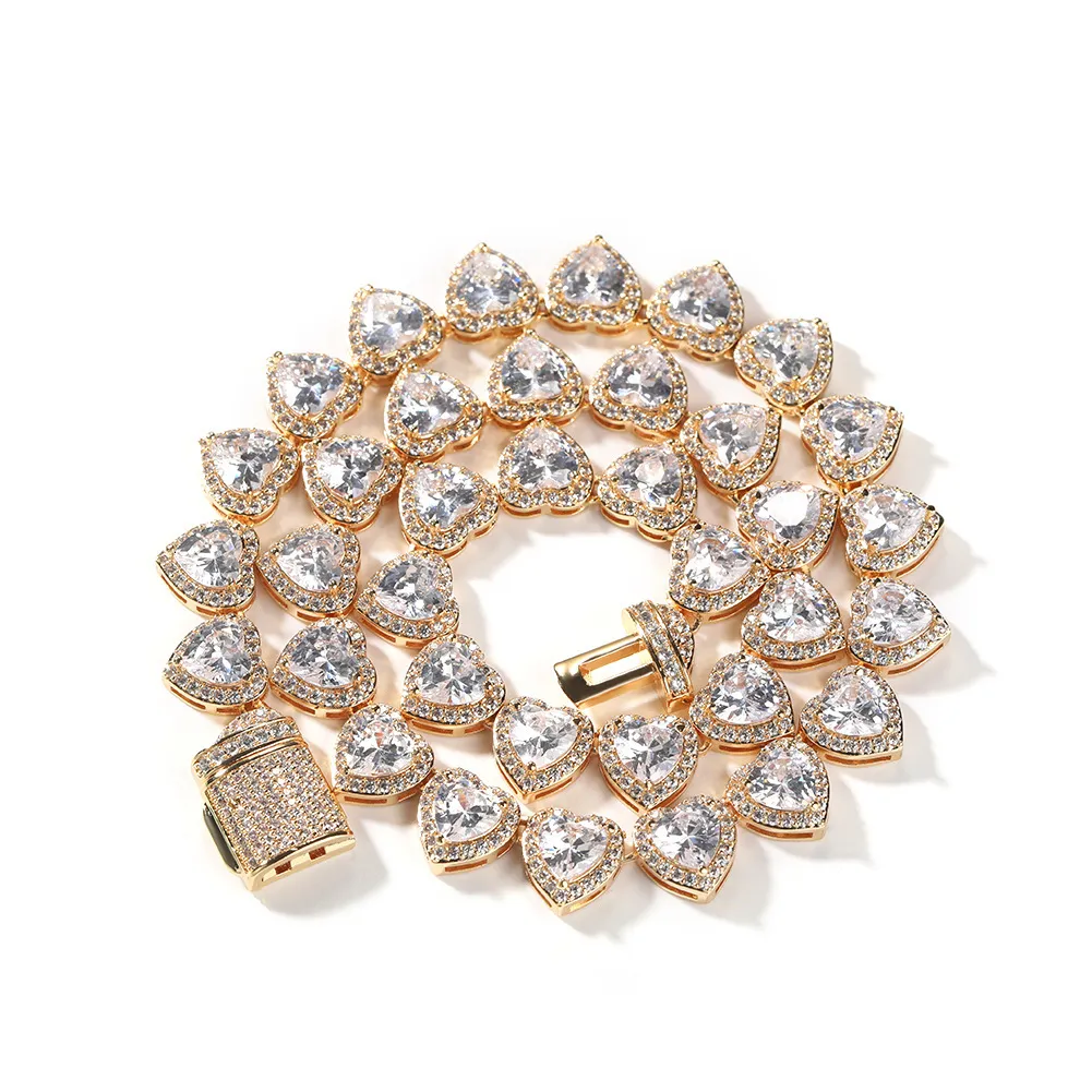 Collana Vintage Con Ciondolo Doppio Cuore In Cristallo E Zirconia - Girocollo Oro Per Donna, Regolabile
