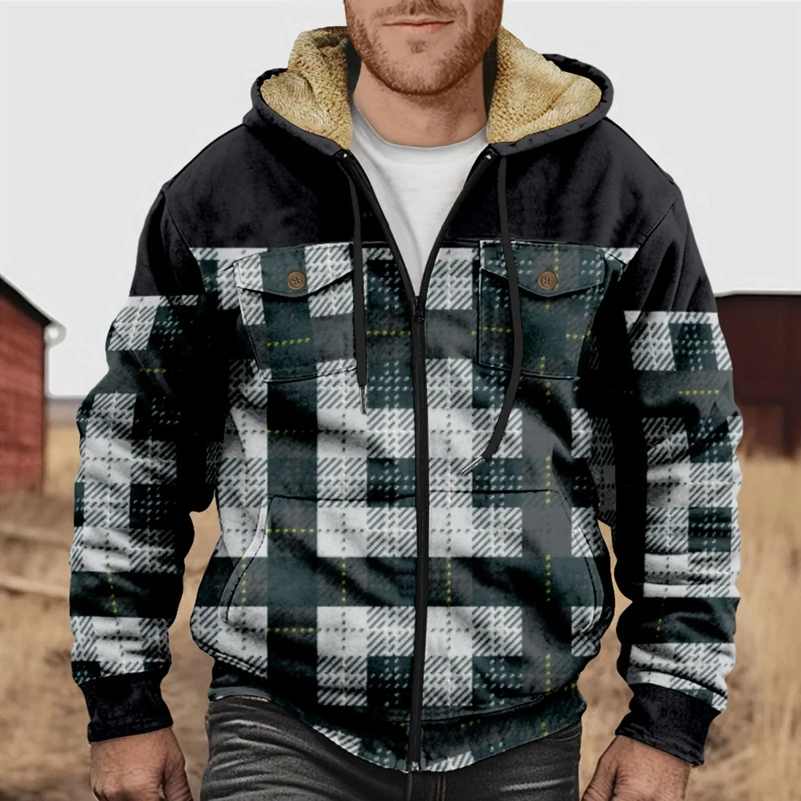 品質が Flannel Lined Wool Men's Sherpa with jackets mens Clothing
