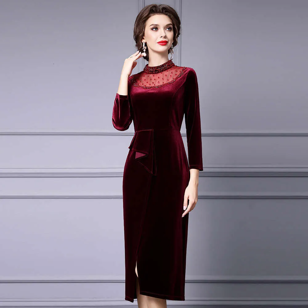 Elegant Velvet Dress: Autumn/Winter Gold Studded Mesh Lace - Shop Now! from  Dhgate Basic & Casual Dresses - price 99.37