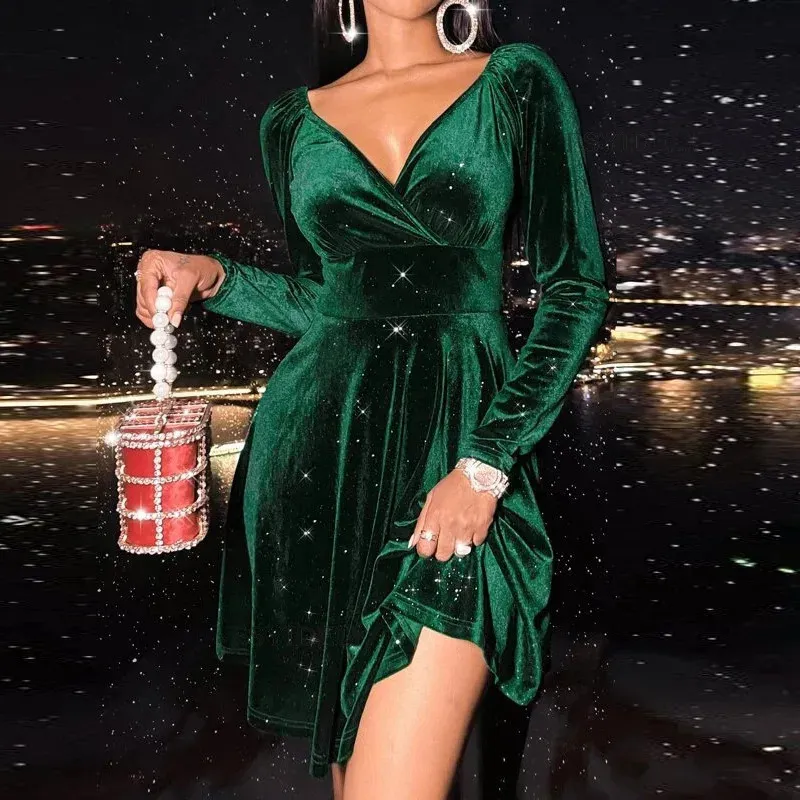 Ladies Holiday Christmas Dress Long Sleeve V Neck Body A Line Dress Womens  Dress Elegant Christmas Family Party Dress Womens Robe 241014 From  Domainstore, $21.11 | DHgate.Com