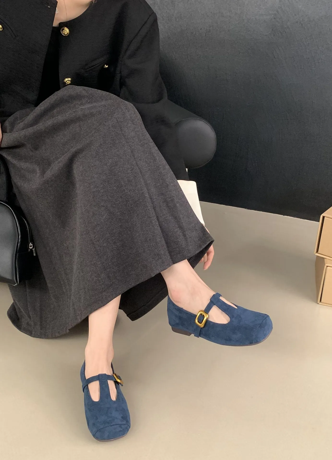 Besplatna dostava nove muške elegantne cipele balerinke dizajnerske cipele ženske okrugle cipele s niskom petom, polu-kopčač, ženske crvene plave smeđe_voghion.com