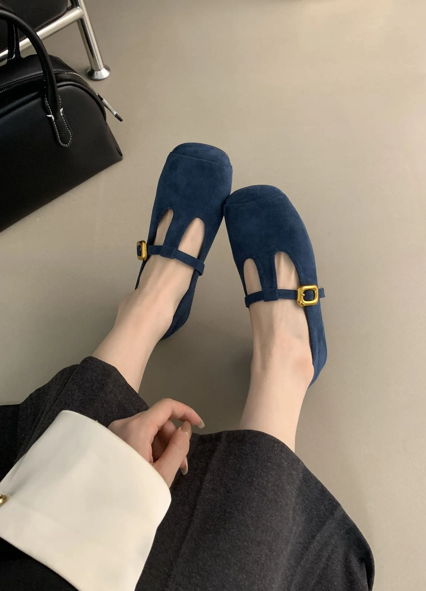 Besplatna dostava nove muške elegantne cipele balerinke dizajnerske cipele ženske okrugle cipele s niskom petom, polu-kopčač, ženske crvene plave smeđe_voghion.com