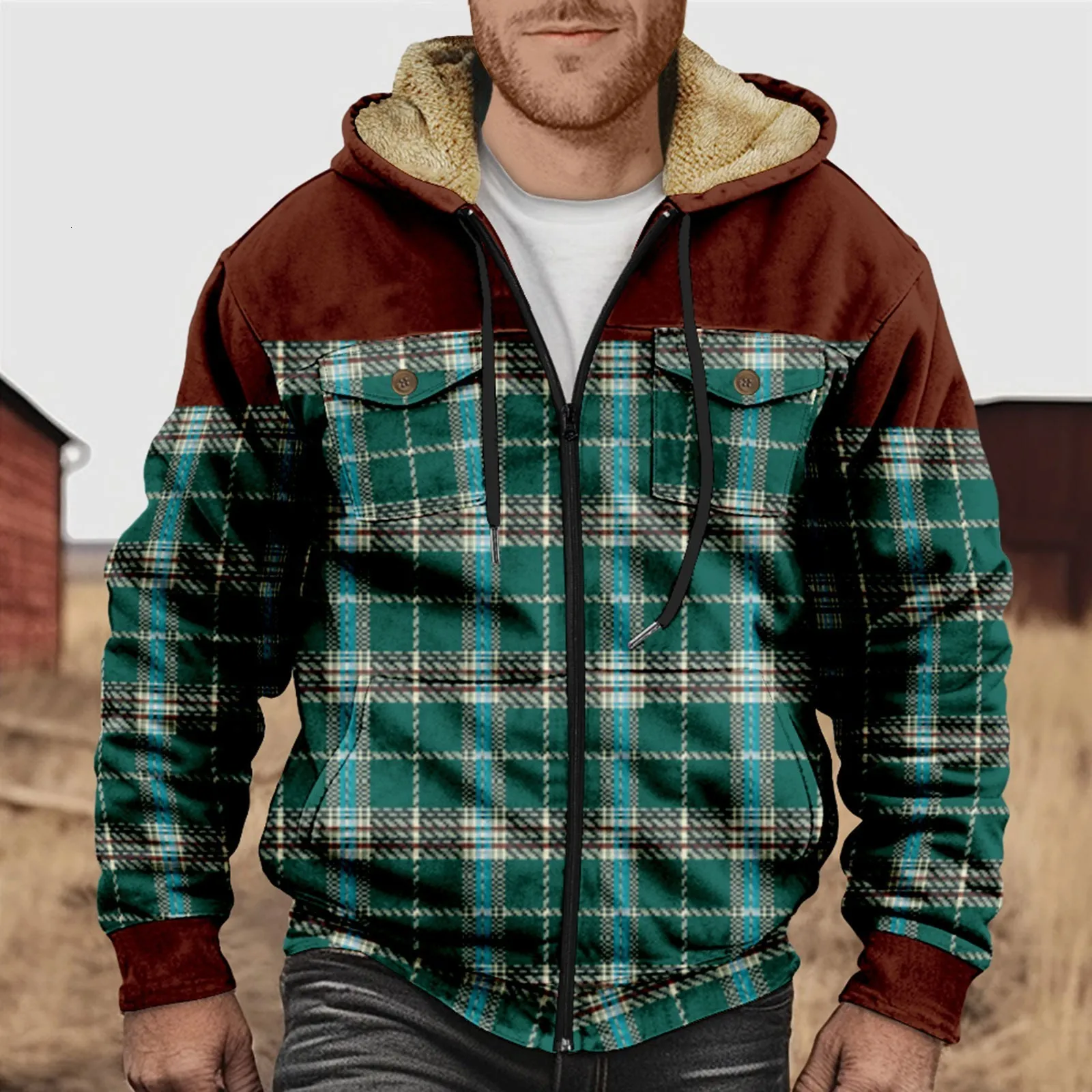 Men's Wool Lined Flannel Sherpa mens jackets with