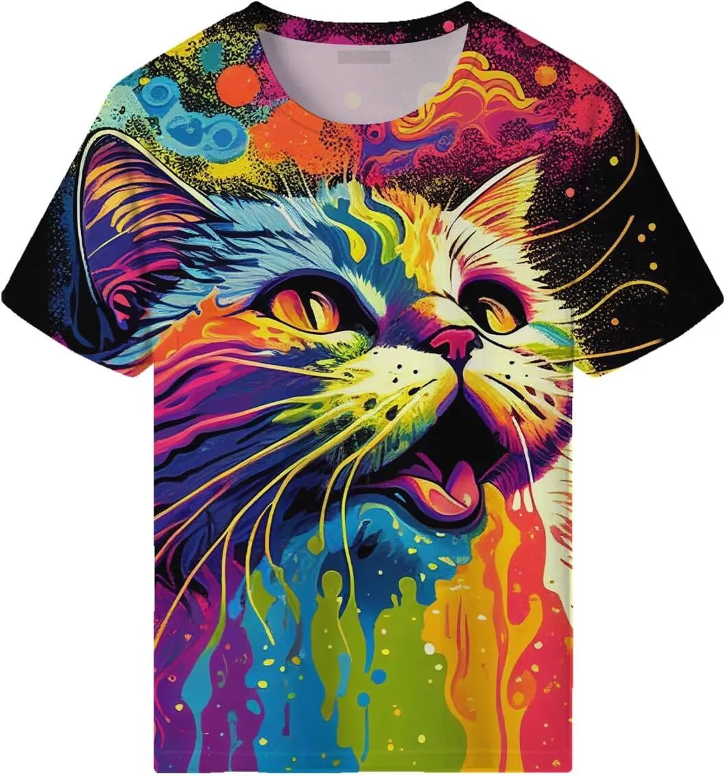 Cheap New Women's 3D Cat Printed Cotton T-shirt O-neck Long Sleeve