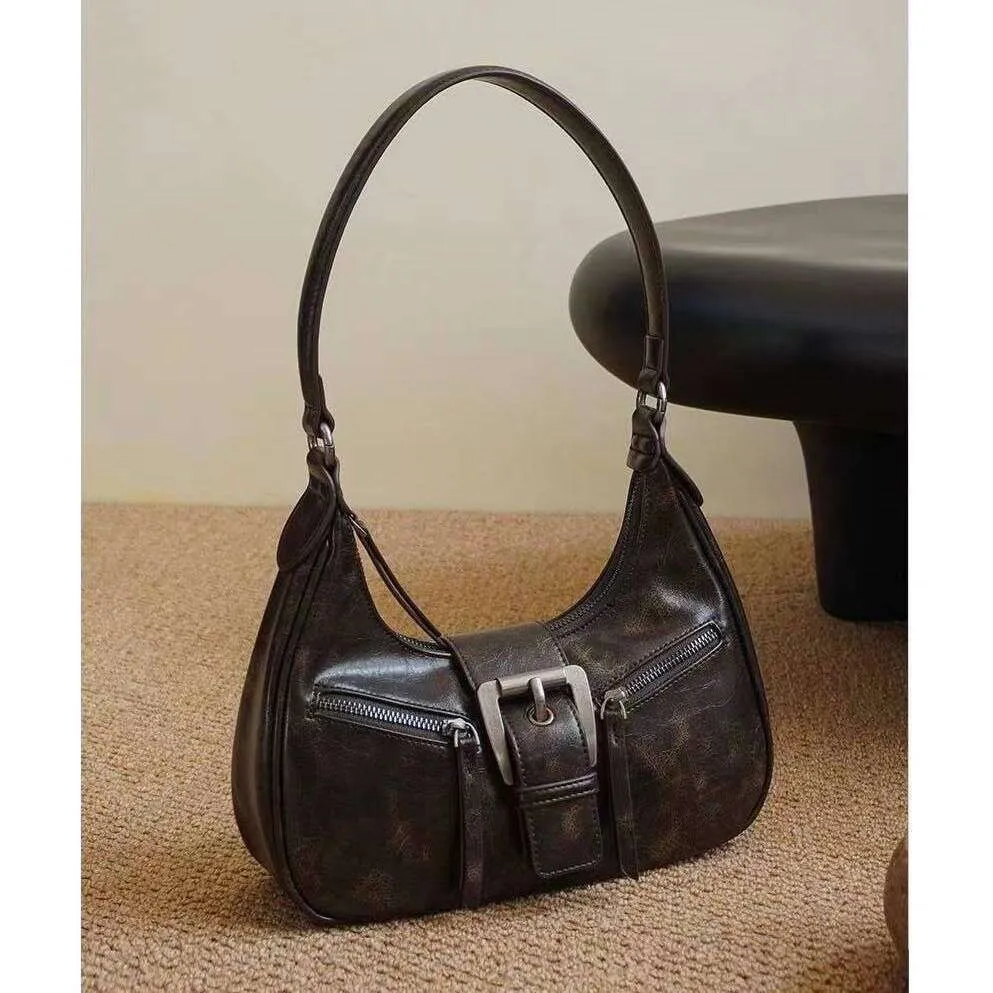 Vintage PU Leather Half Moon Shoulder Bag for Women - Retro