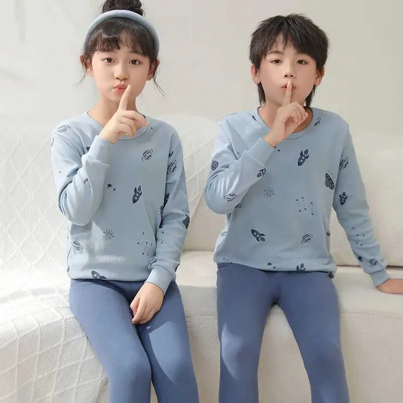 Pajamas Boys Girls Pajamas Winter Thermal Underwear Childrens Clothing Sleepwear Warm Pyjamas Sets For s 2 4 5 6 8 10 12 14 Years S2410141