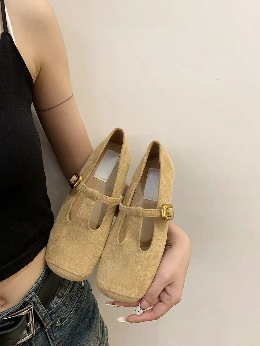 Besplatna dostava nove muške elegantne cipele balerinke dizajnerske cipele ženske okrugle cipele s niskom petom, polu-kopčač, ženske crvene plave smeđe_voghion.com