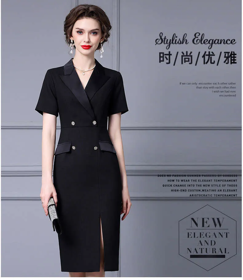 Professional Black Slim Fit OL skirt suits for ladies with Open Buttocks - Summer 2024 Collection