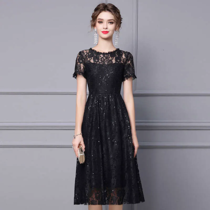 petite a line midi dress Short Sleeve Fitted Waist A-line Dress – shopaleena main image 0