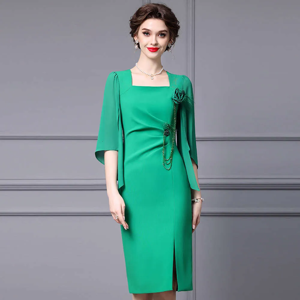 open lace back dress Deep V-Neck Flattering Pleated Warp Hip Elegant Dresses