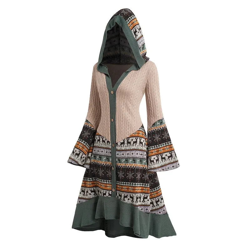 white christmas dresses Hooded Christmas Mini Sweater Dress