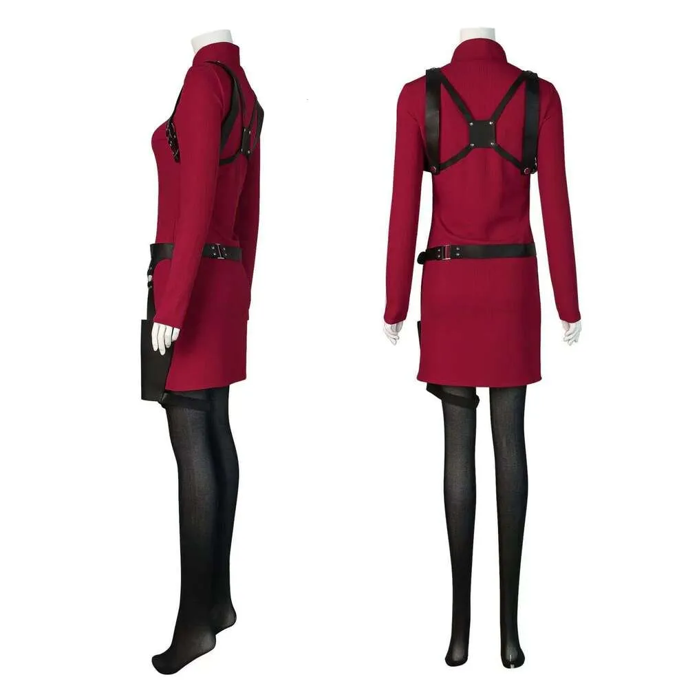 fitted lace wedding dress Resident Evil 4 Remake Ada Wong Red Dress Outfits Cosplay Costume Hall –  Coshduk main image 0