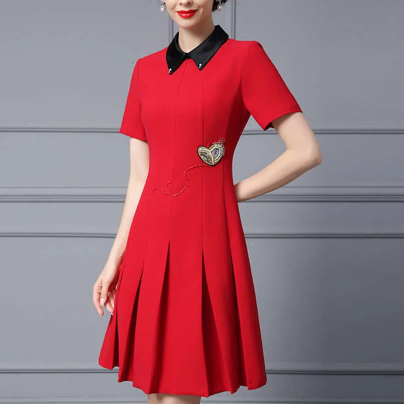 loose fitting red dress Exquisite Red Diamond A-line dress for Summer Formal Occasions