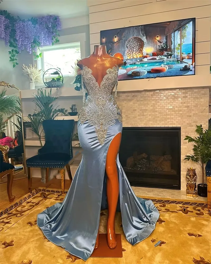 white christmas dresses Sleeveless Long Satin Mermaid Prom Dresses Open Back main image 0