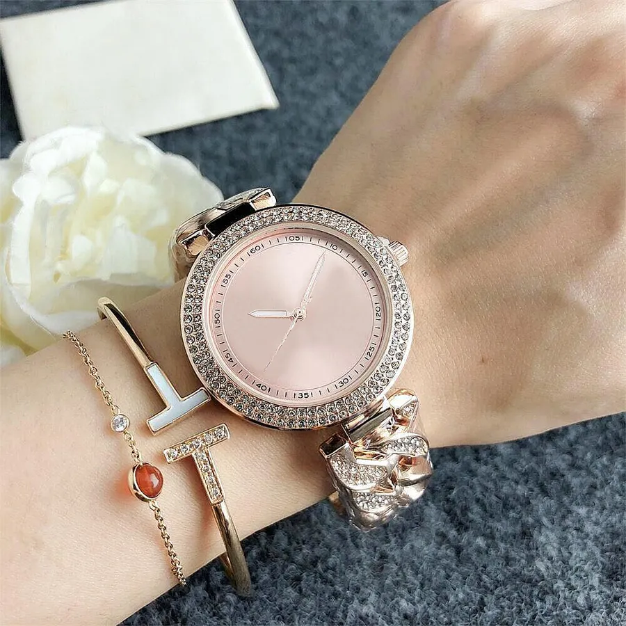 MK Wrist Watch For Ladies: Fashion Crystal Style Quartz Clock