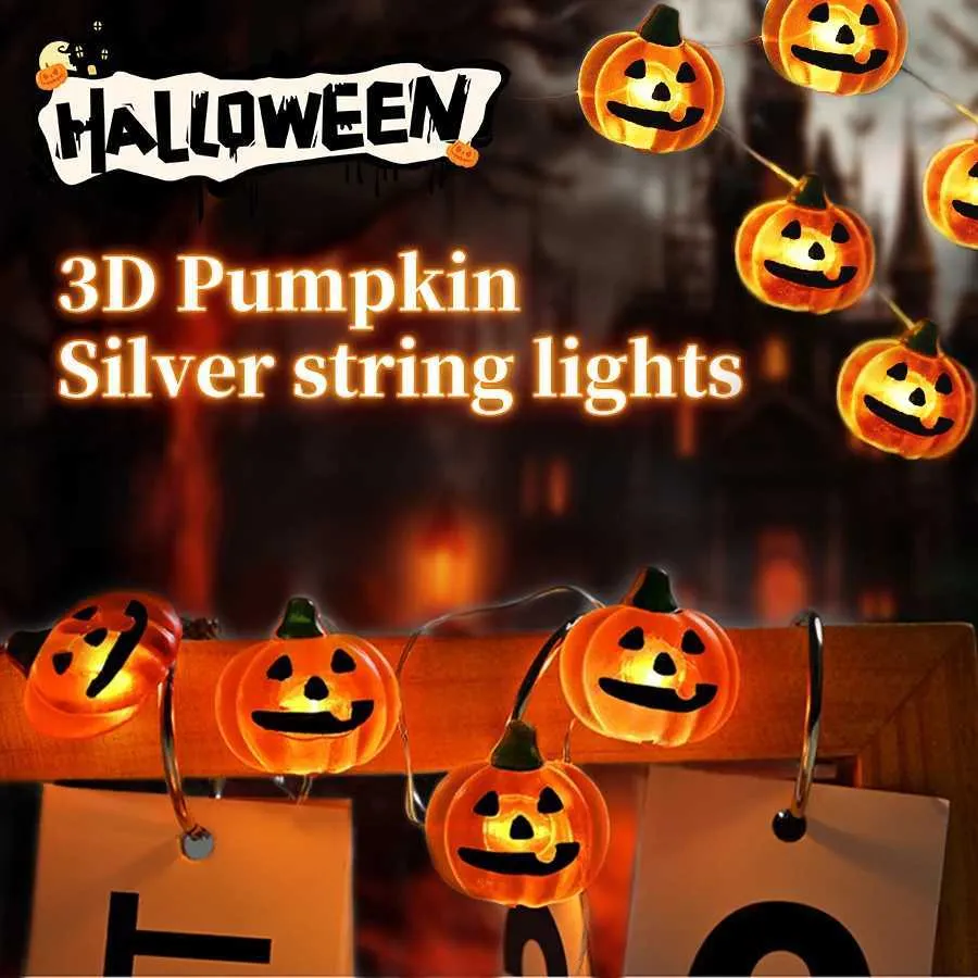 Halloween Pumpkin Lantern Lights: USB Powered String Lights, 3D Mini ...