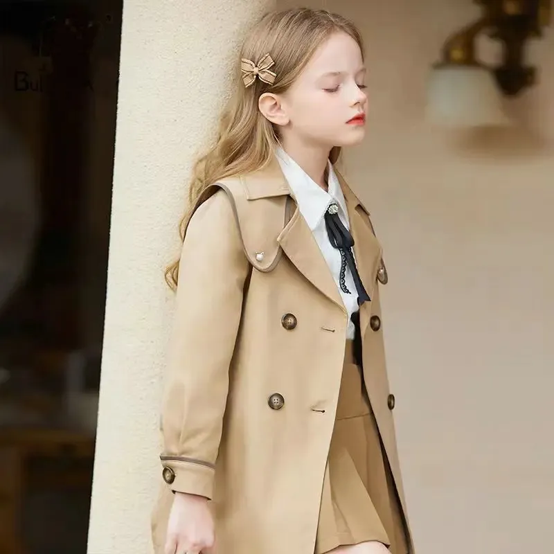 Trench Coat Juniors Dress Coat Collar Girls Long Coat Design Junior Girls Double-Breasted Trench Trench Coat Juniors Dress Coat Collar Girls Long Coat Design Junior Girls Double-Breasted Trench