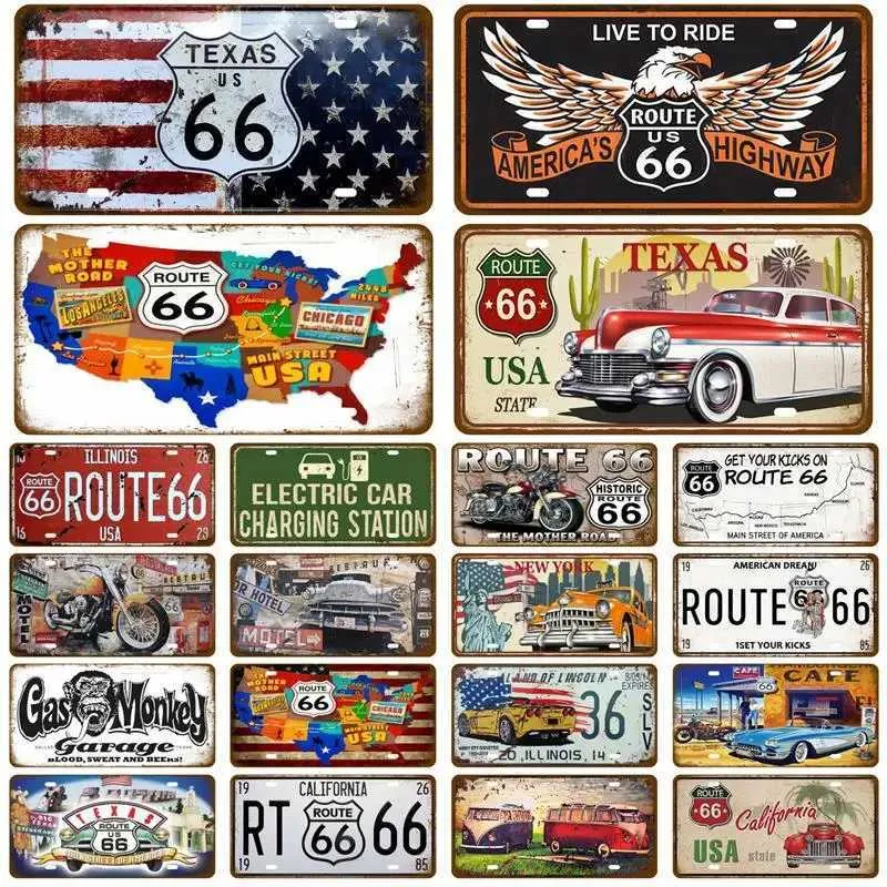 Route 66 Retro Metal Sign Vintage Garage Tinplate... From Taiho_shop ...