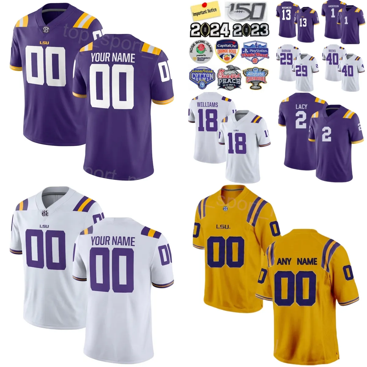 Save Big on Bulk Lsu Jerseys Tigers Jersey Collegiate Football Fan Apparel  For Men, Women, Youth Available In Multiple Player Styles Best Deals on 