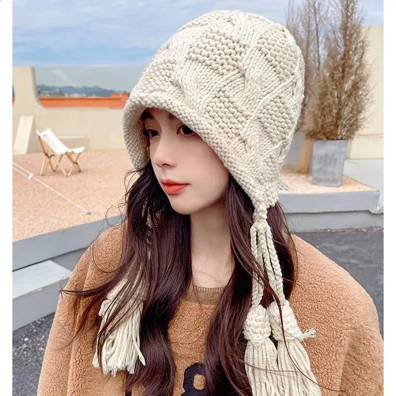 Save Big on Bulk Winter Cap With Ears Skullcap Beanies: Women's Winter Hats  With Brim, Knitted Wool Ear Beanie With Tassels, Cute Outdoor Fashion