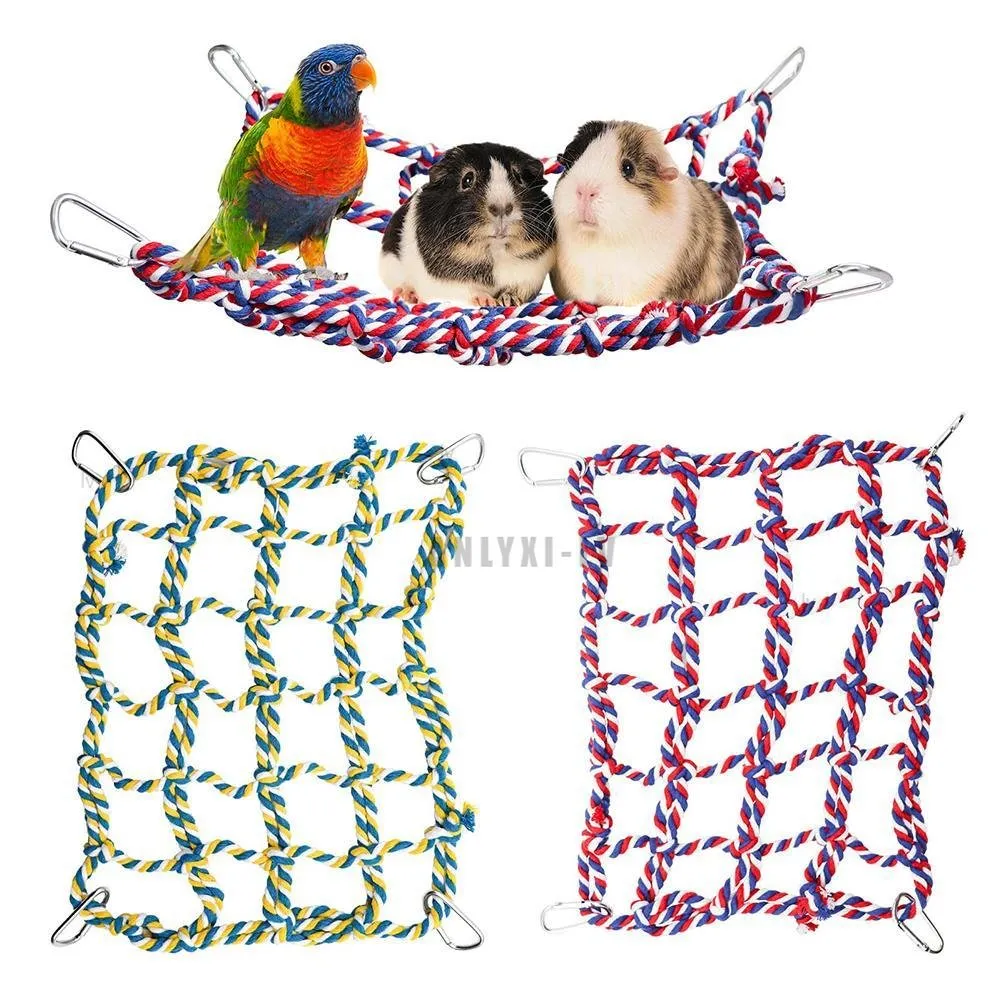 View of Pet Climbing Net - Woven Rope Ladder Swing for Hamsters, Squirrels ...