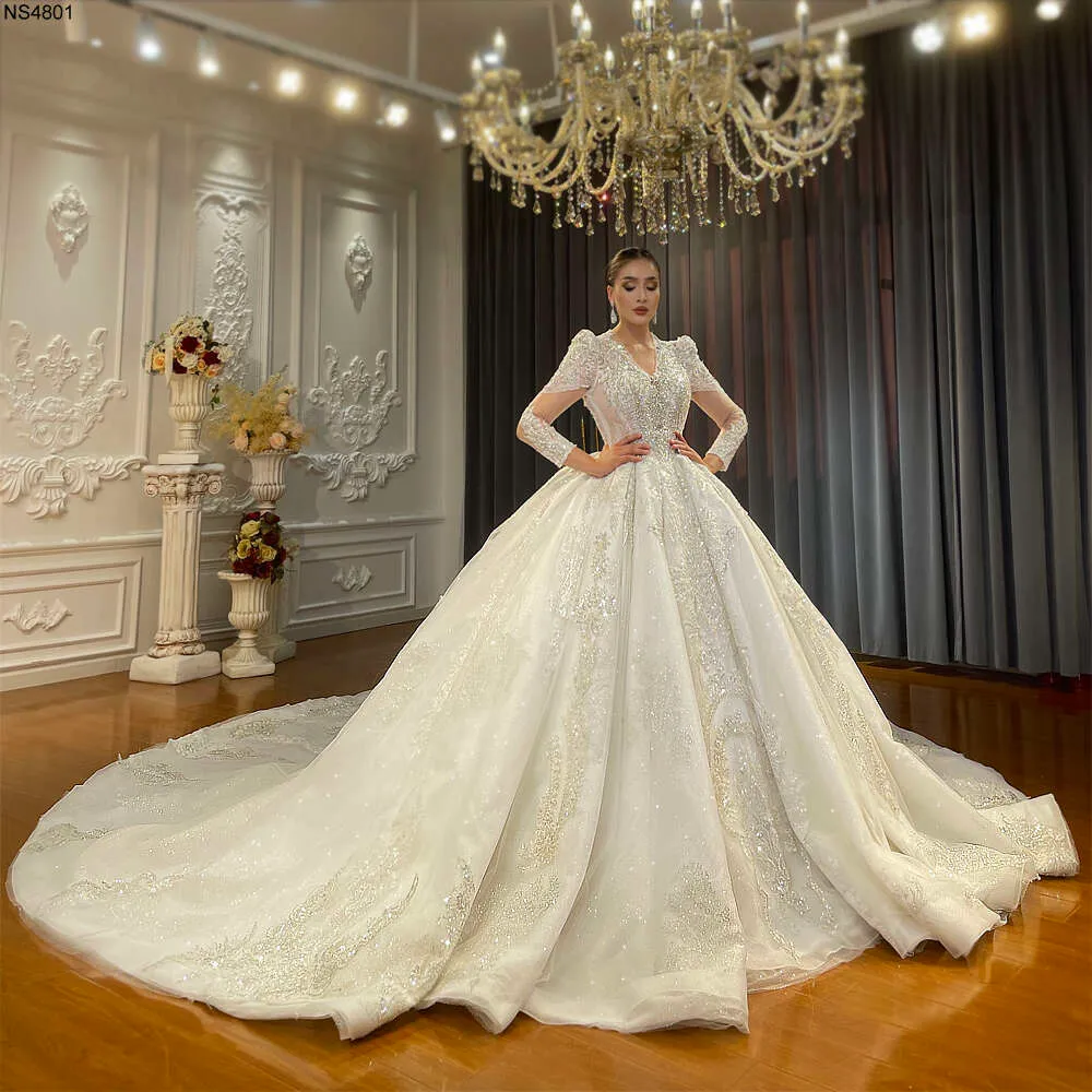 open lace back dress Plus Size Wedding Princess Dresses Lace Long Sleeves – Lisposa main image 0