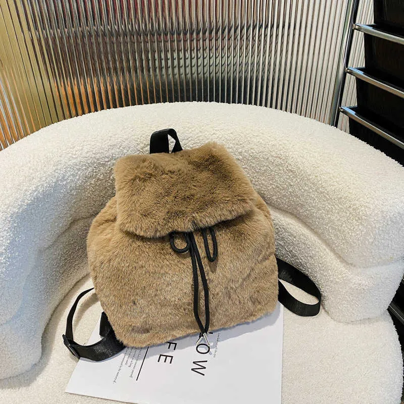 Plush Backpack Imitating Rabbit Fur Backpack Student  display picture 2