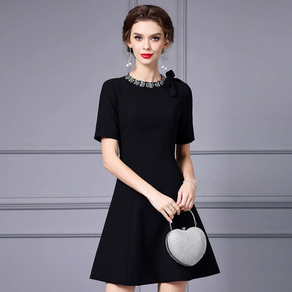 Slim Fit Mid-Calf Black Dress with Crew Neck and Patchwork Polyester for Autumn Casual Wear from Dhgate Basic & Casual Dresses