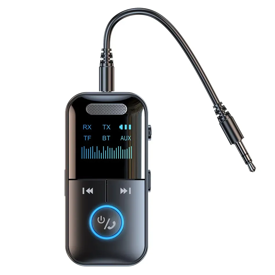 BluetoothトランスミッターレシーバーGT69：3.5mm Aux、TFカード再生