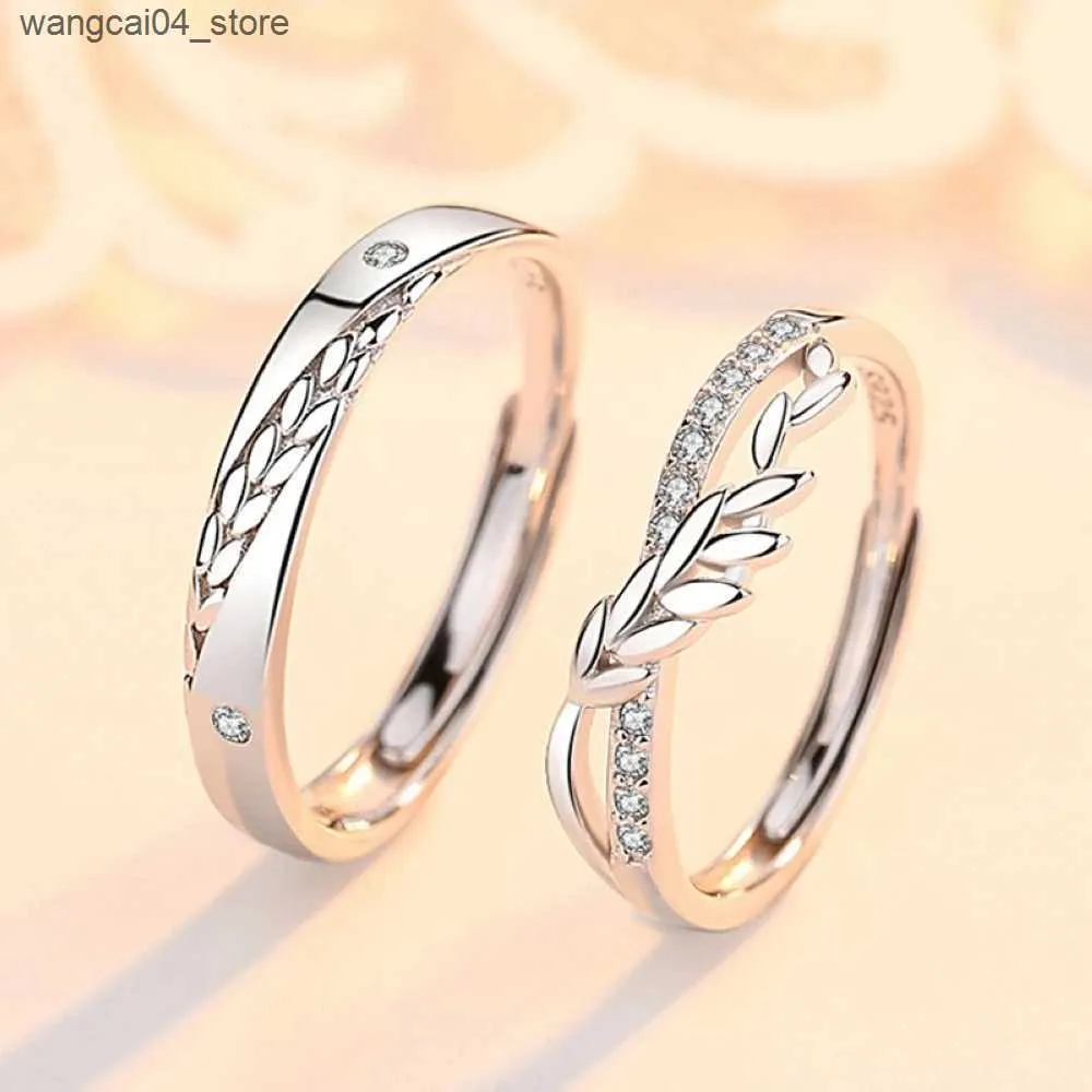 Couple Rings Copper Plated Platinum Wheat Ear Crystal Overlay With