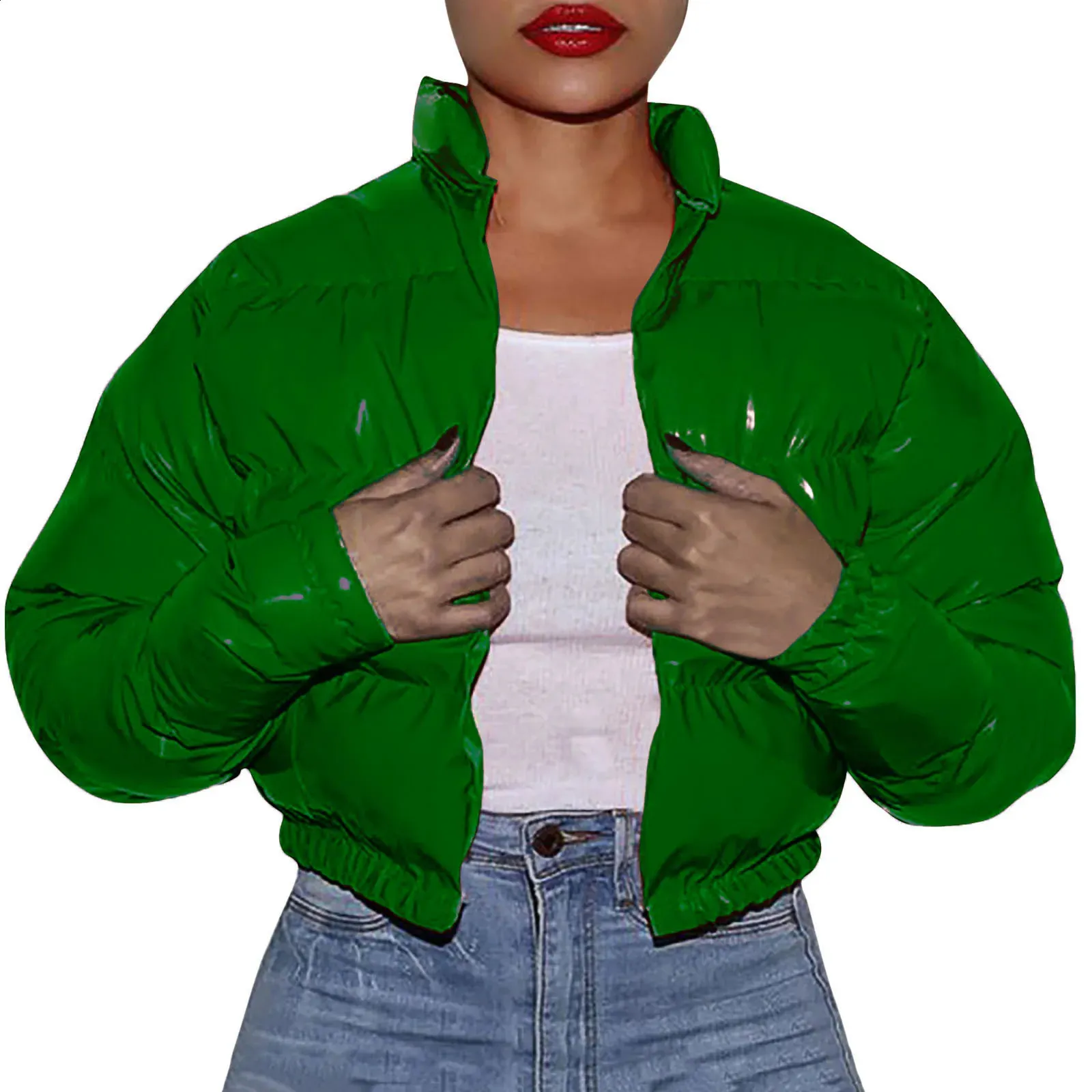 Metallic Padded Jacket: Womens Short Winter Coat, Shiny