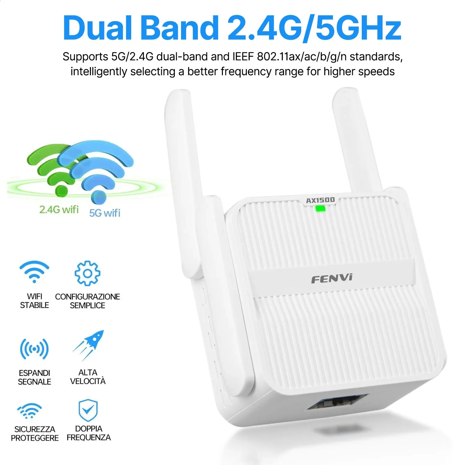 Répéteur WiFi Extérieur Puissant 300Mbps 2.4GHz Avec Port LAN - Extenseur Signal Blanc
