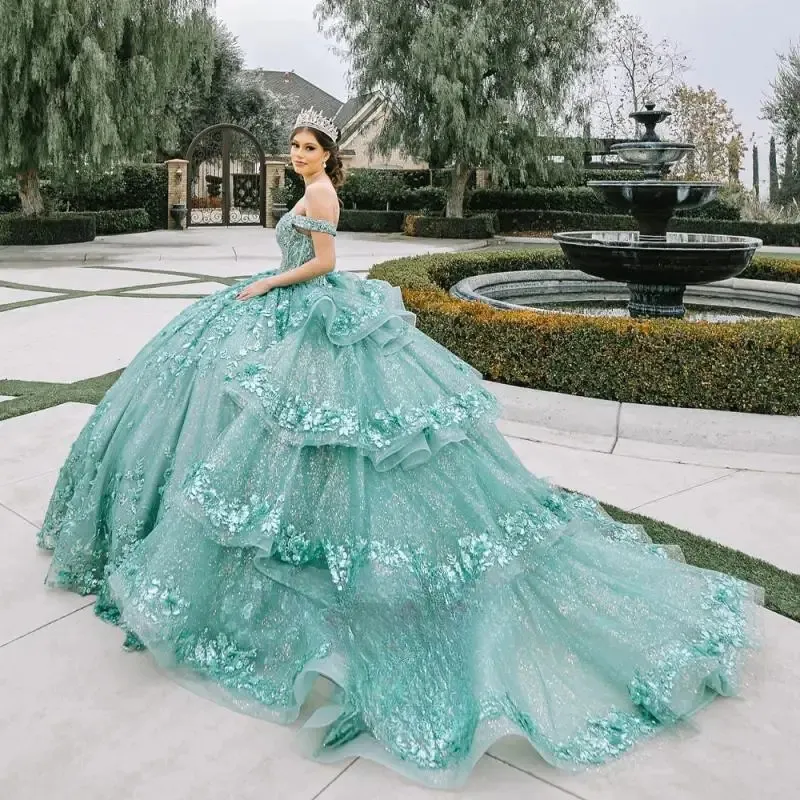 green emerald velvet dress Sage Green Butterfly Quinceanera Dress Sweet 16 Birthday Party Ball Go   DSProm