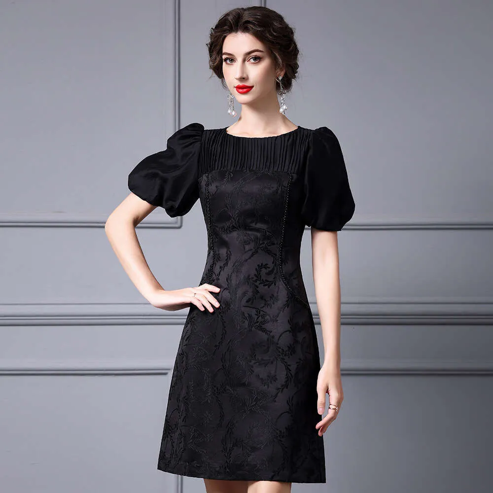 Black Bubble Sleeve Dress Casual Polyester Patchwork Mid-Calf Length Sheath  Silhouette from Dhgate Basic & Casual Dresses - price 95.66