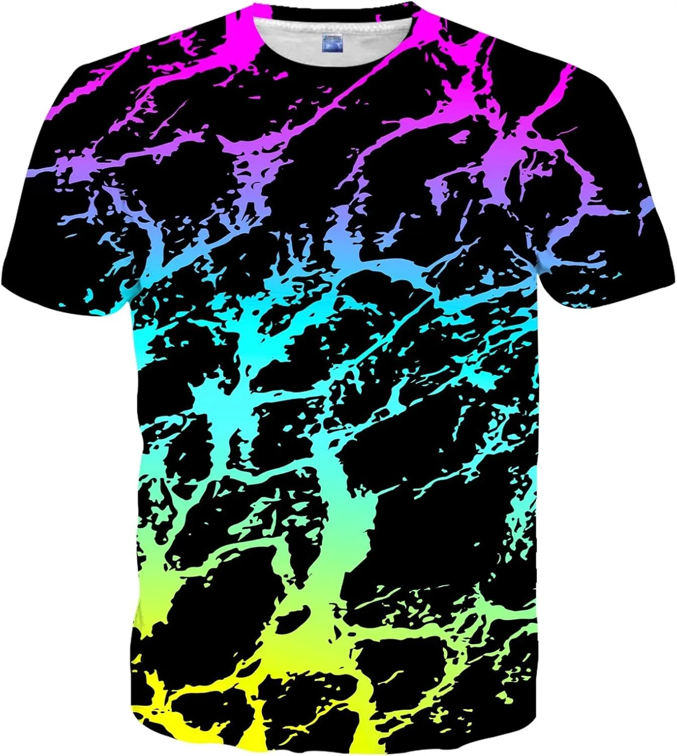 T-shirt Homme Manches Courtes - Impression Numérique 3D Unique - Couleur Bleu - 100% Polyester Respirant - Taille ? - Neuf Avec étiquettes