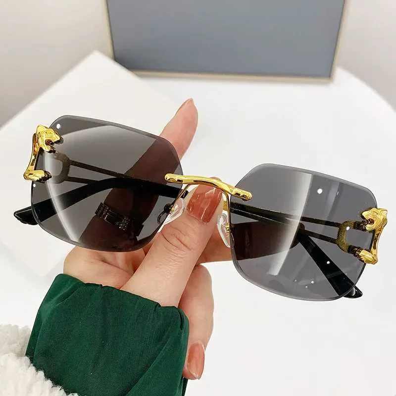 Oversized square frameless sunglasses for men with dual  display picture 3