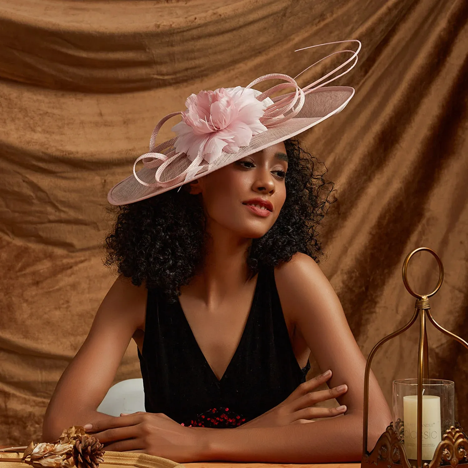 2383 Sinamay Church Fascinators Hats For Women Ladies Headdress Formal Tea Black Large Flower Fascinator Sinamay Church Hat for Women  main image 4