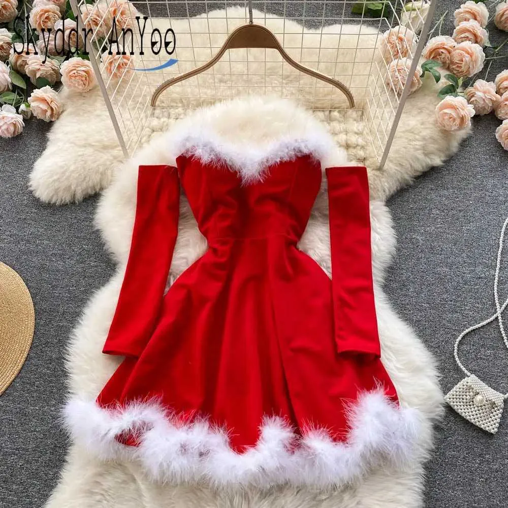 Save Big on Bulk Christmas Party Mini Dress Red Christmas Dresses,  Strapless Faux Fur Mini Dress Elegant Backless Xmas Party Dress, Women's  Sexy Santa - Main Image