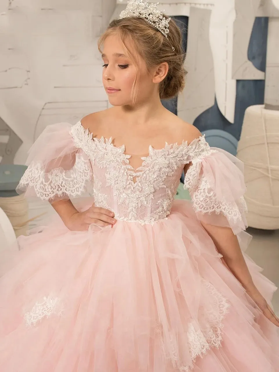 princess cut a line dress Princess Appliques Ruffle A-Line Short Blue Homecoming Dress PD524 US0 / Blue main image 1