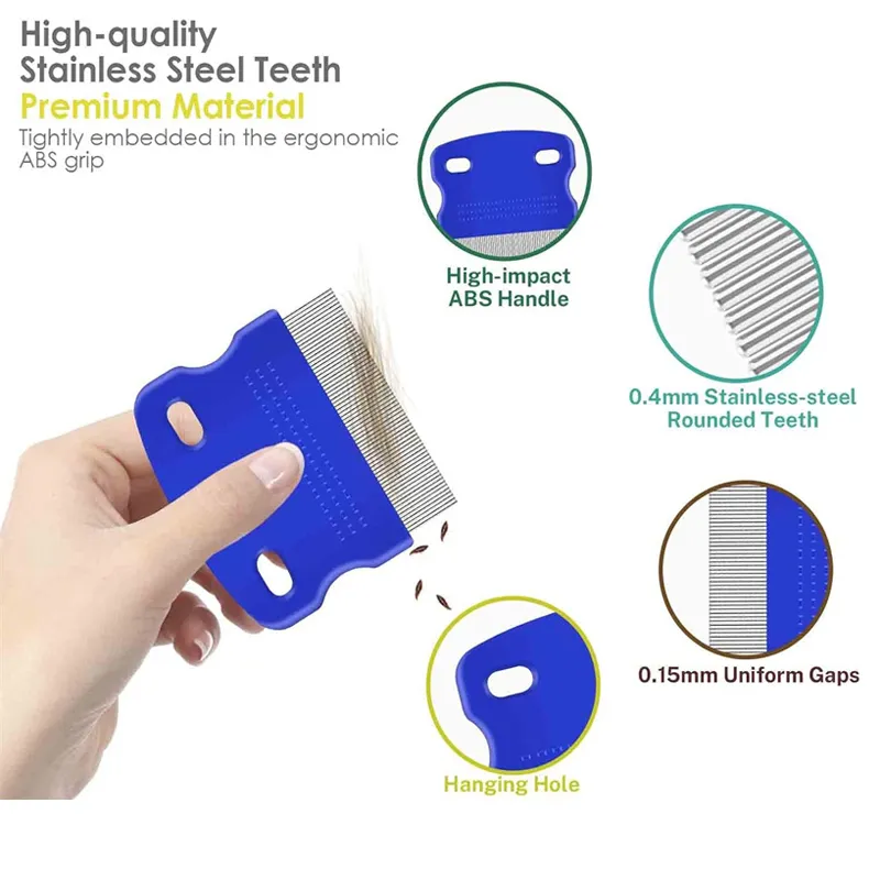 Stainless Steel 4 Pack Flea Lice Comb Dog Cat Grooming Combs With Rounded Teeth Double Sided Professional Pet Tear Stain_voghion.com