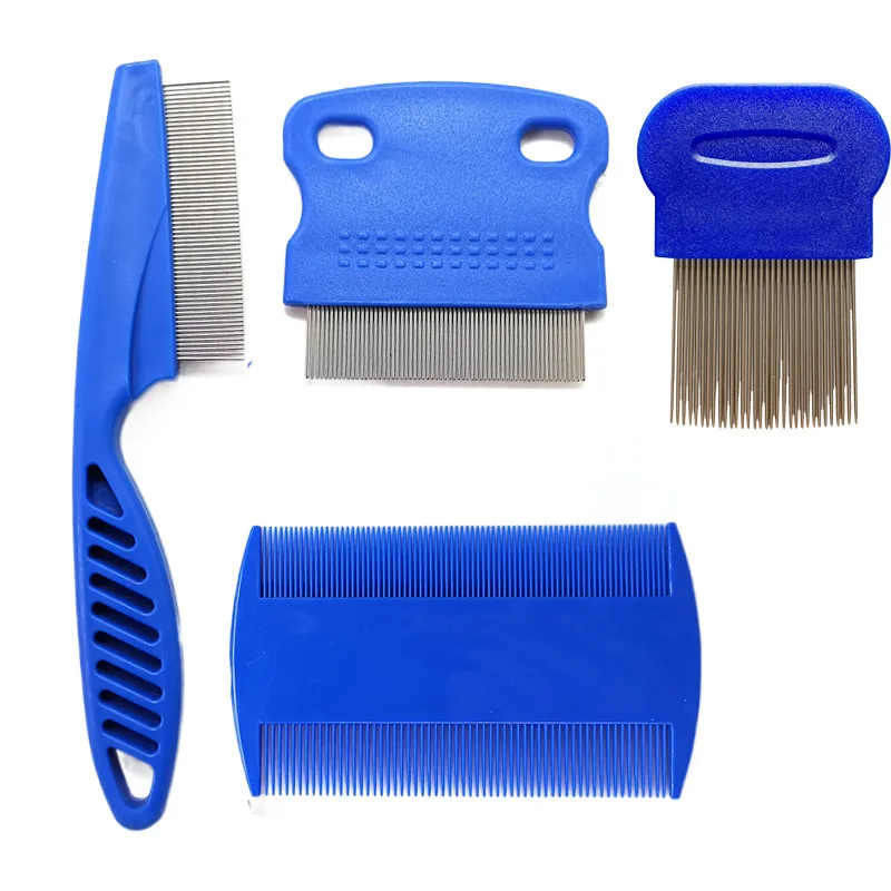 Stainless Steel 4 Pack Flea Lice Comb Dog Cat Grooming Combs With Rounded Teeth Double Sided Professional Pet Tear Stain_voghion.com