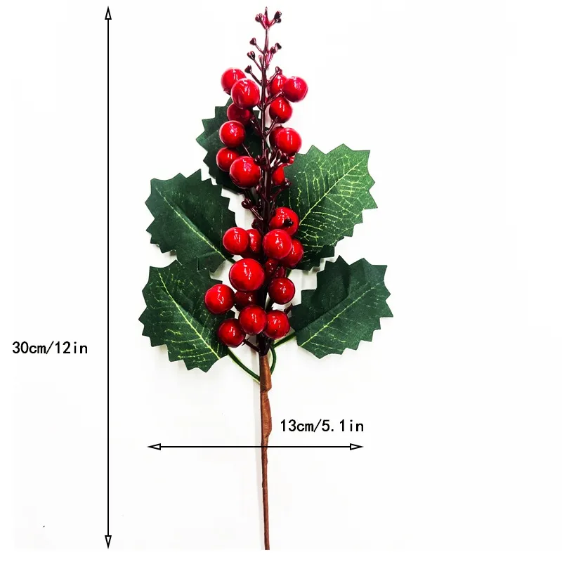 12 Rami Di Pino Artificiale Con Pigne E Bacche Rosse - Decorazione Natalizia Per Tavola, Ghirlande E Albero Di Natale
