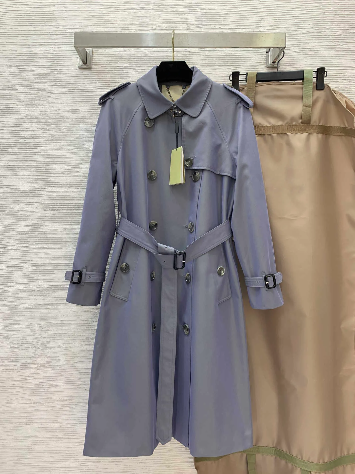 Women's Color-Changing Waterproof Trench Coat with Epaulettes, Double ...