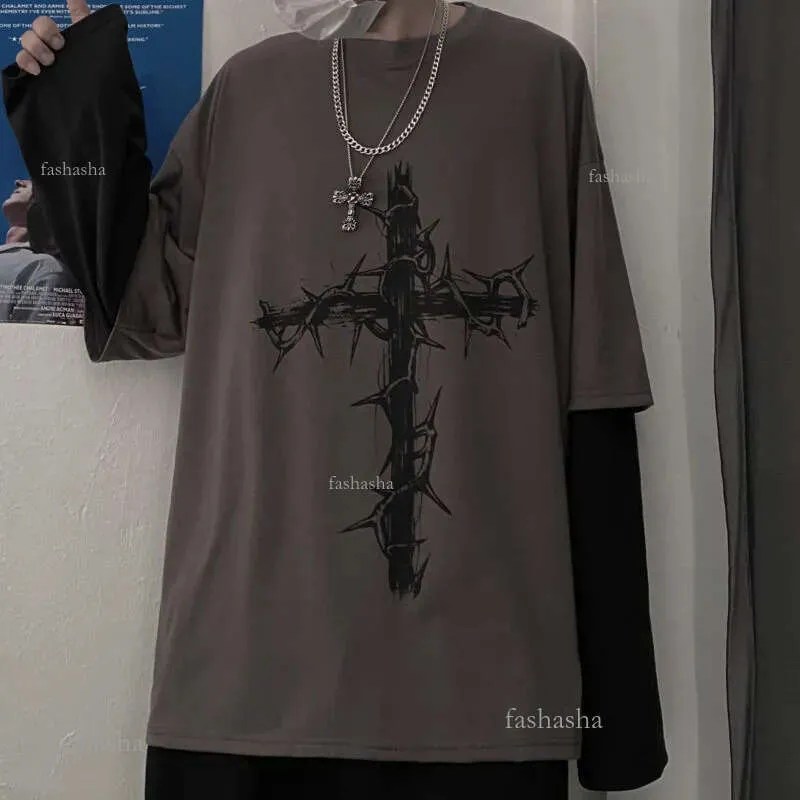 トップス Y's for men damaged long sleeve grunge Grunge Outfits Men Long Sleeve Graphic Tee: Mens Grunge