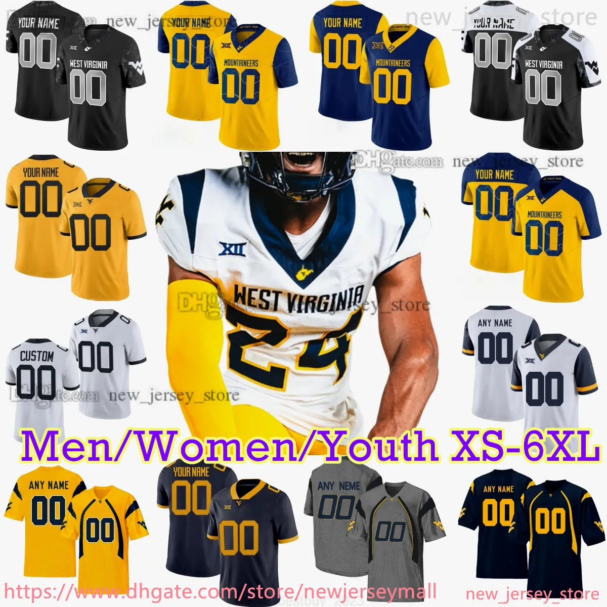 WVU Mountaineers Football Jersey Custom Edition: Stitched Names  Numbers! Show Your Pride S-6XL Available!
